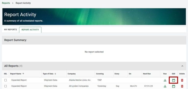 Reports - Editing a Report Schedule | Lynden Help Center