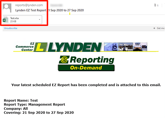 how the standard report will look in your email