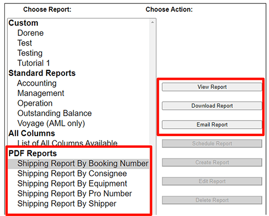 pdf report options in ez commerce