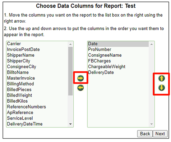 third step for creating your own custom report in EZ Commerce