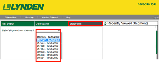 using the Statements search in ez commerce