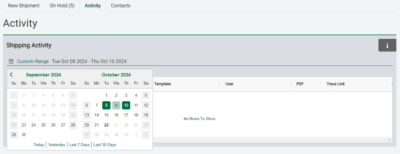create a shipment activity 1