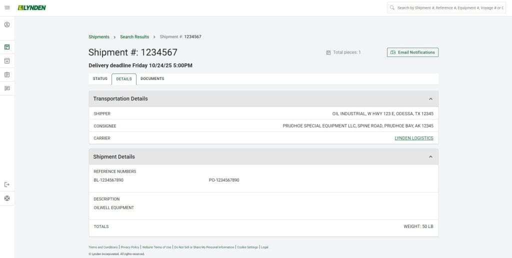 ez commerce shipment information