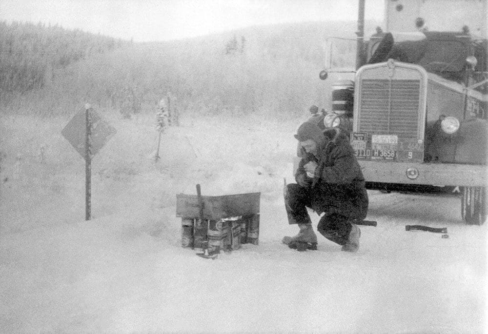 Old photos of Lynden employees on the Alcan Highway