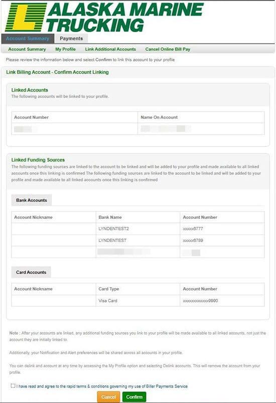 fourth step to linking multiple accounts under a single Lynden company