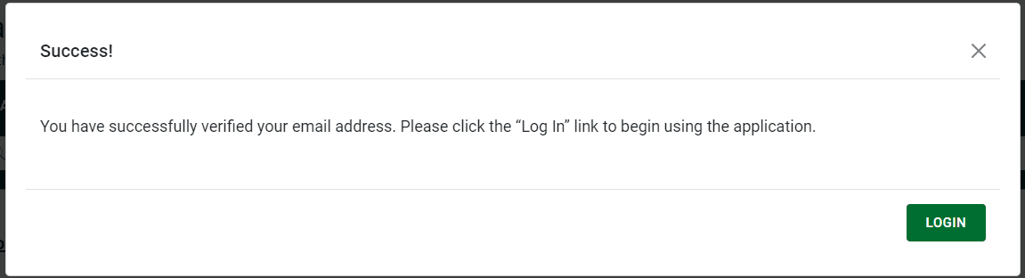 Confirmation message to verify email address