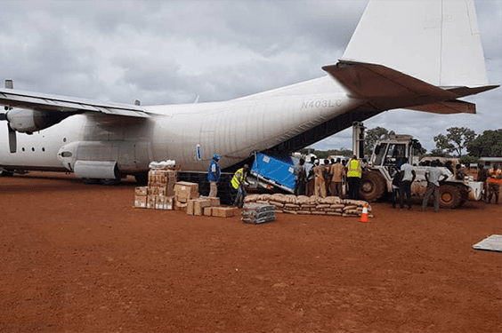 Transporting food and supplies for humanitarian projects.