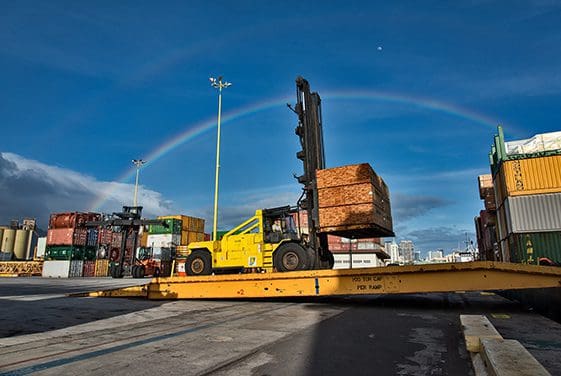 Offloading shipments for delivery to Honolulu.