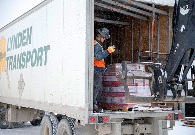 Loading LTL shipment for delivery.