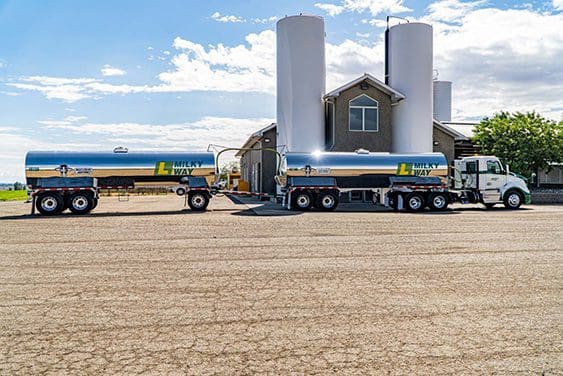 Lynden tanker transporting milk from local dairy.