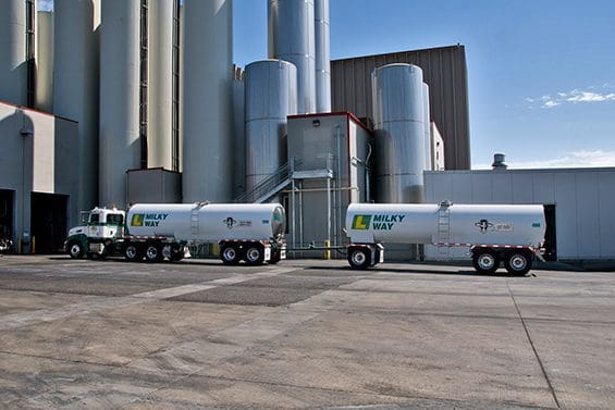 Tank trailers transporting milk