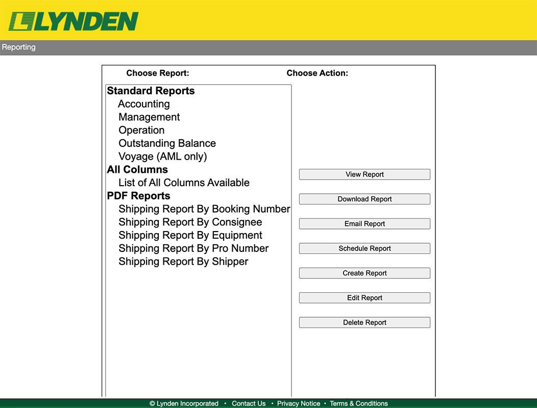 Reporting options in Lynden's EZ Commerce