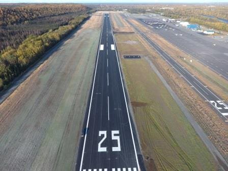 Runway 25 construction aerial view