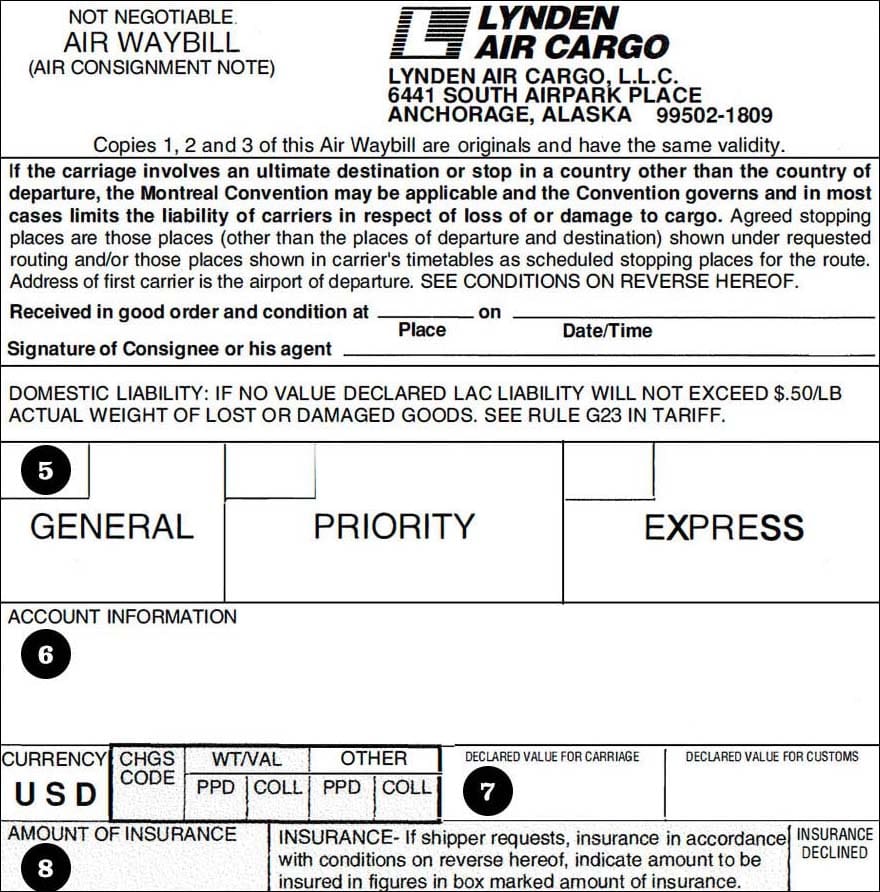 air waybill section 5 to section 8