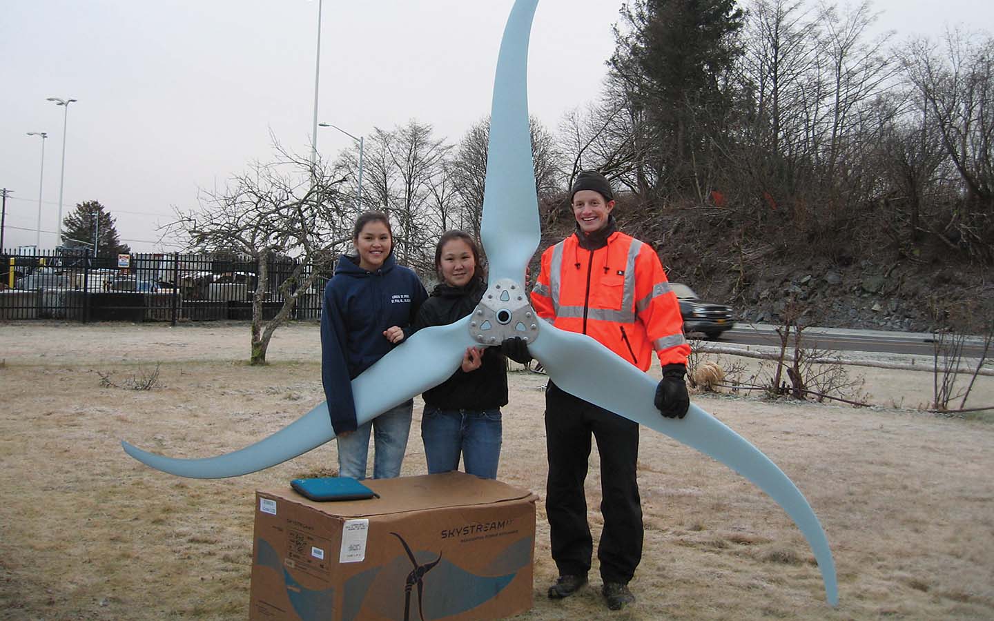 Alaska Marine Lines barged a wind turbine to a Sitka school