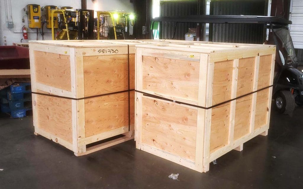 Items crated for shipping