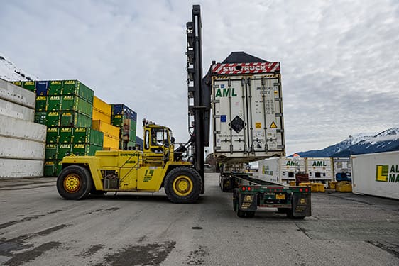 Loading equipment for delivery in Southeast Alaska