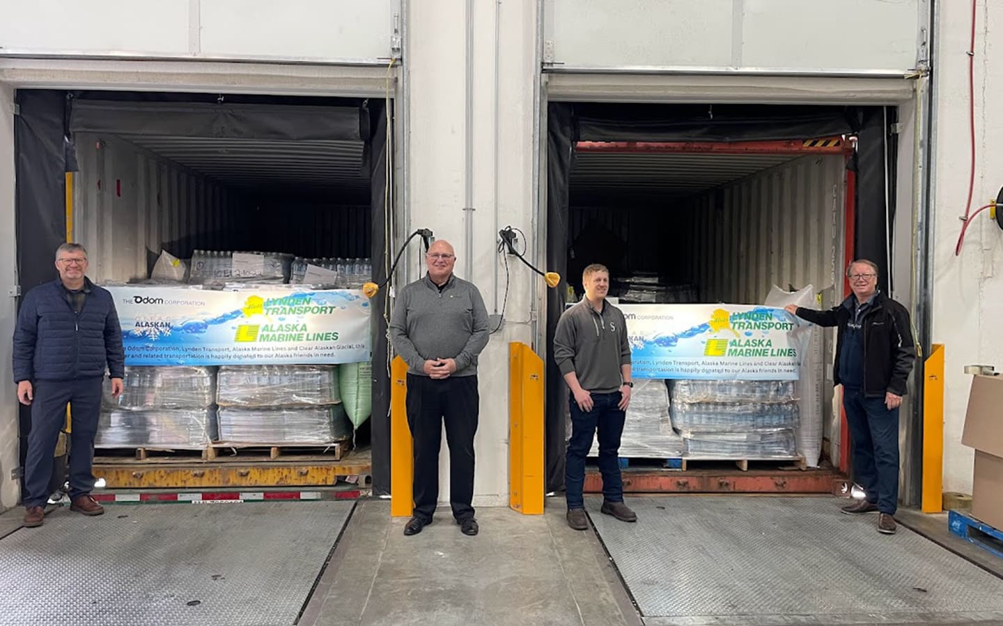 Alaska Marine Lines transporting cases of water