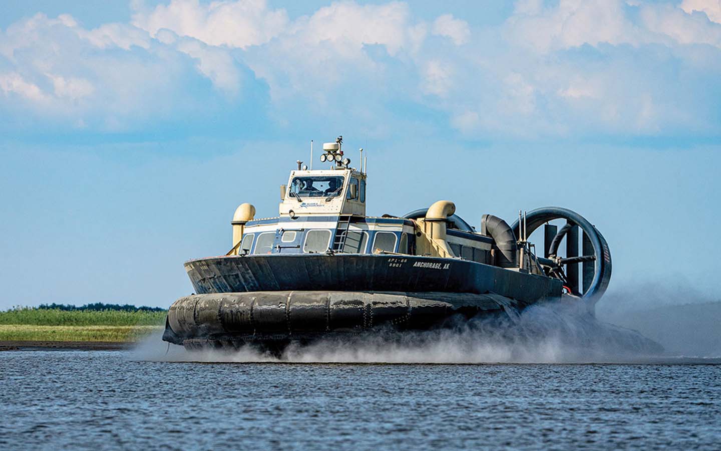 Contract marine services include hovercraft in Alaska